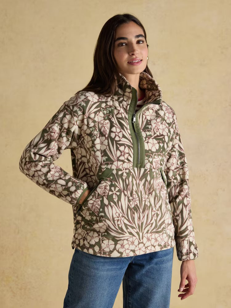 Olivia Green Floral Quarter Zip Fleece