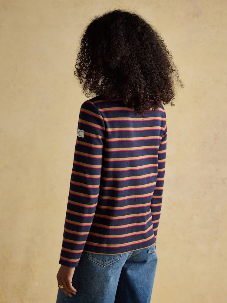 Harbour Tan/Navy Boat Neck Breton Top