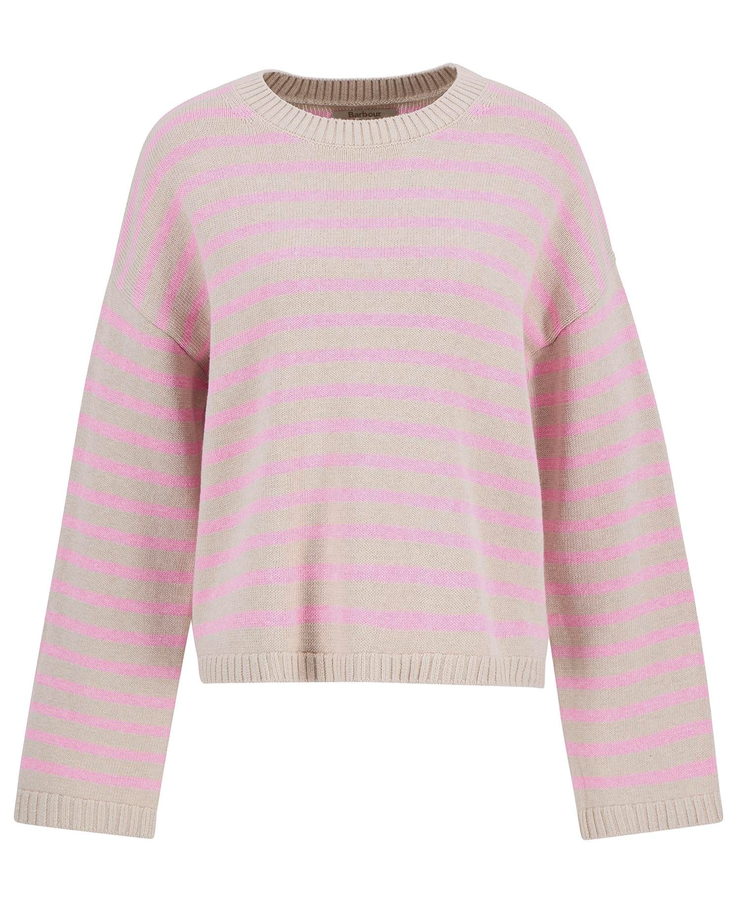 Rosie Striped Crew Neck Jumper - Oat/Cherry Blossom Stripe