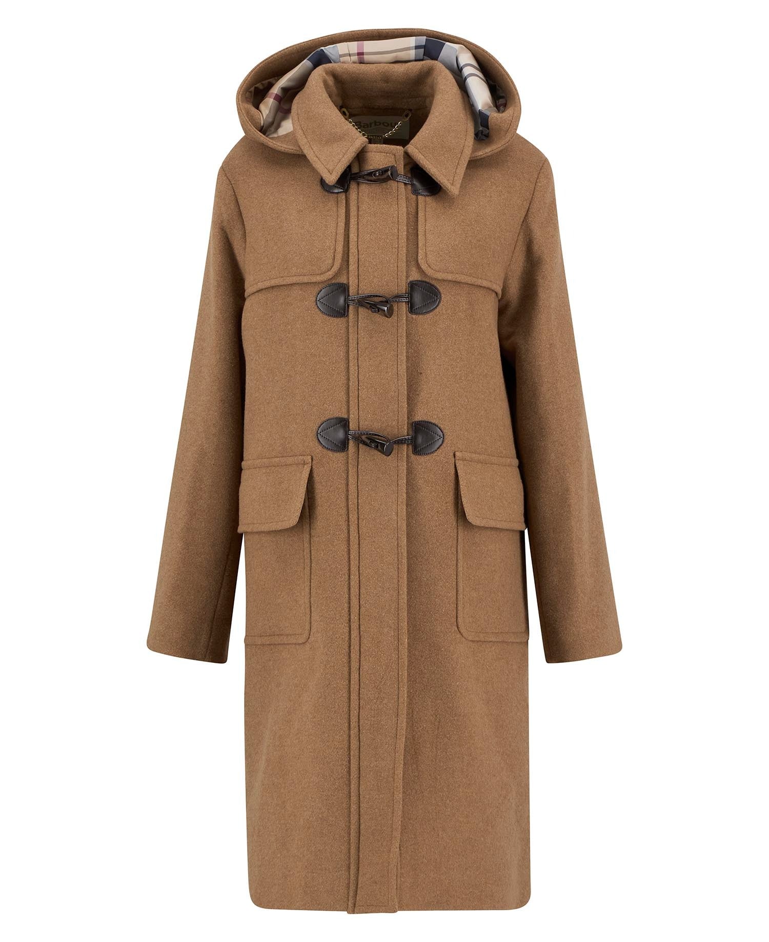 Melody Check Wool Duffle Coat - Camel/Hessian Tartan
