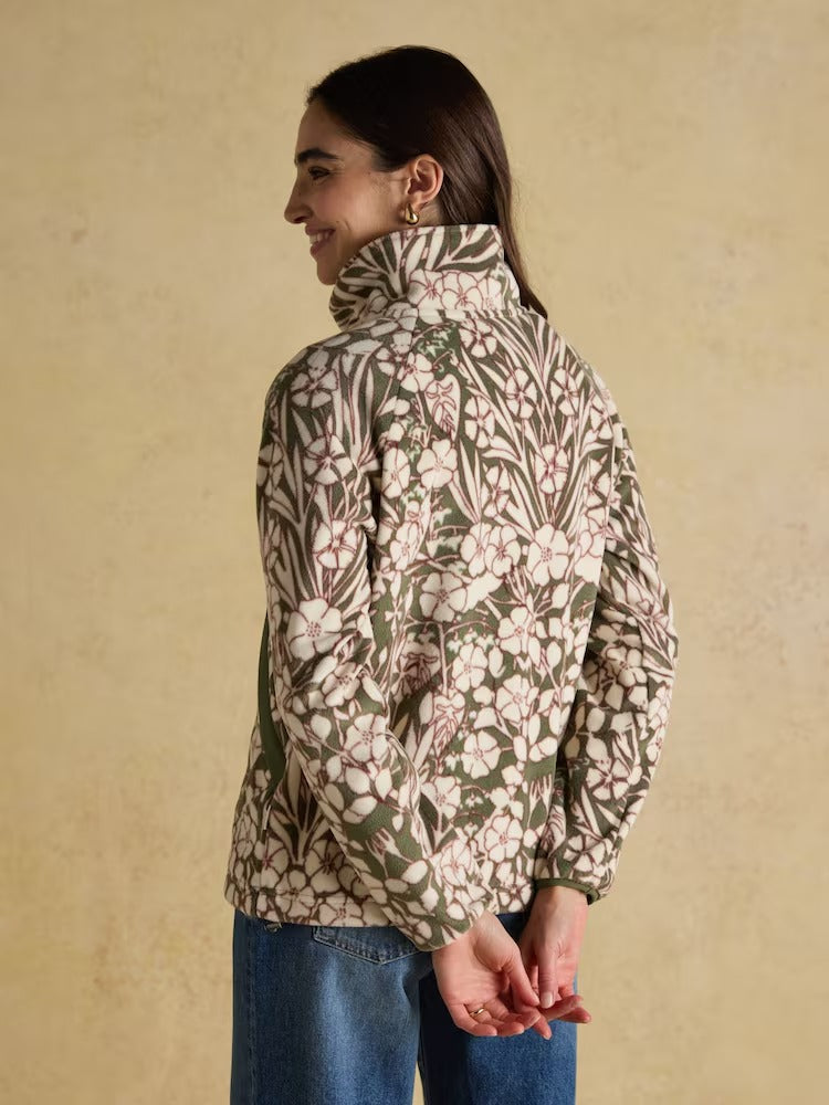 Olivia Green Floral Quarter Zip Fleece