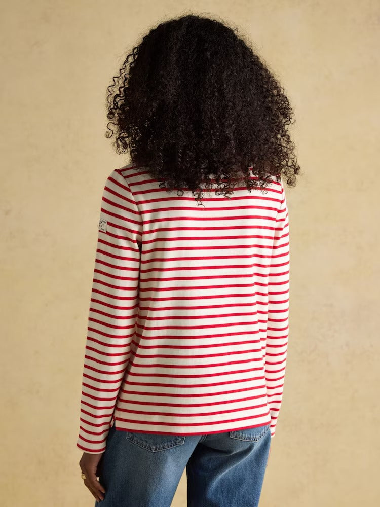 Harbour Cream/Red Boat Neck Breton Top