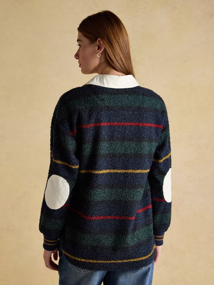 Navy Stripe Fleece Long Sleeve Rugby Shirt