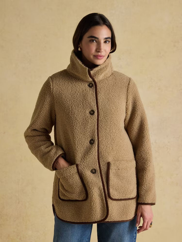 Sadie Taupe Longline Fleece Jacket