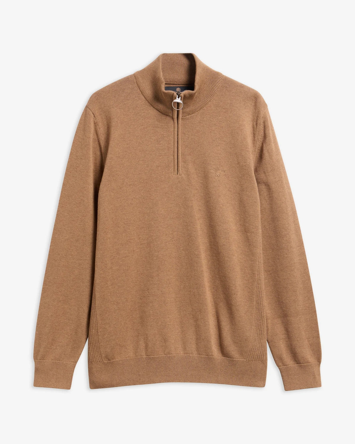 Cotton Quarter-Zip Jumper - Sandstone