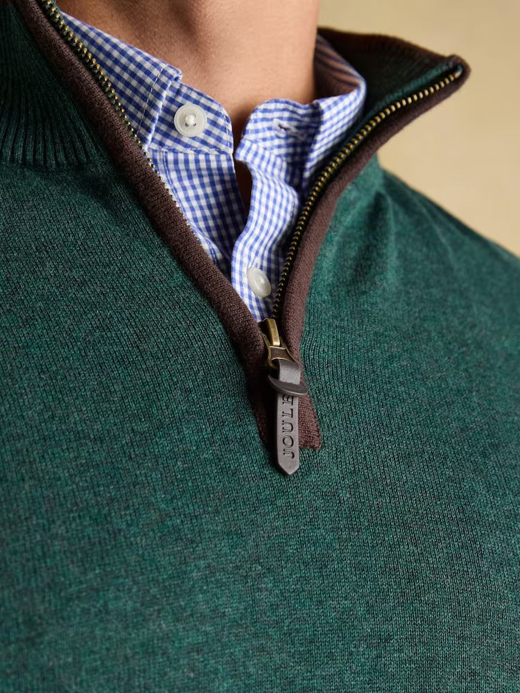 Hillside Dark Green Quarter Zip Knitted Jumper