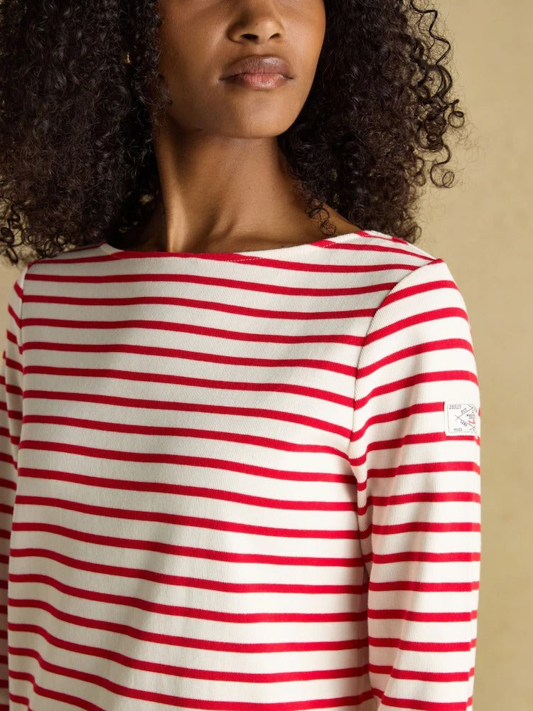 Harbour Cream/Red Boat Neck Breton Top