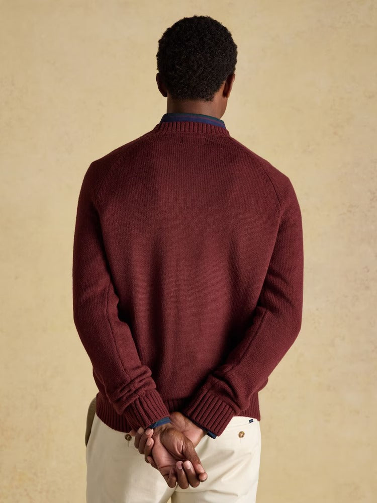 4x4 Burgundy Red Intarsia Crew Neck Jumper