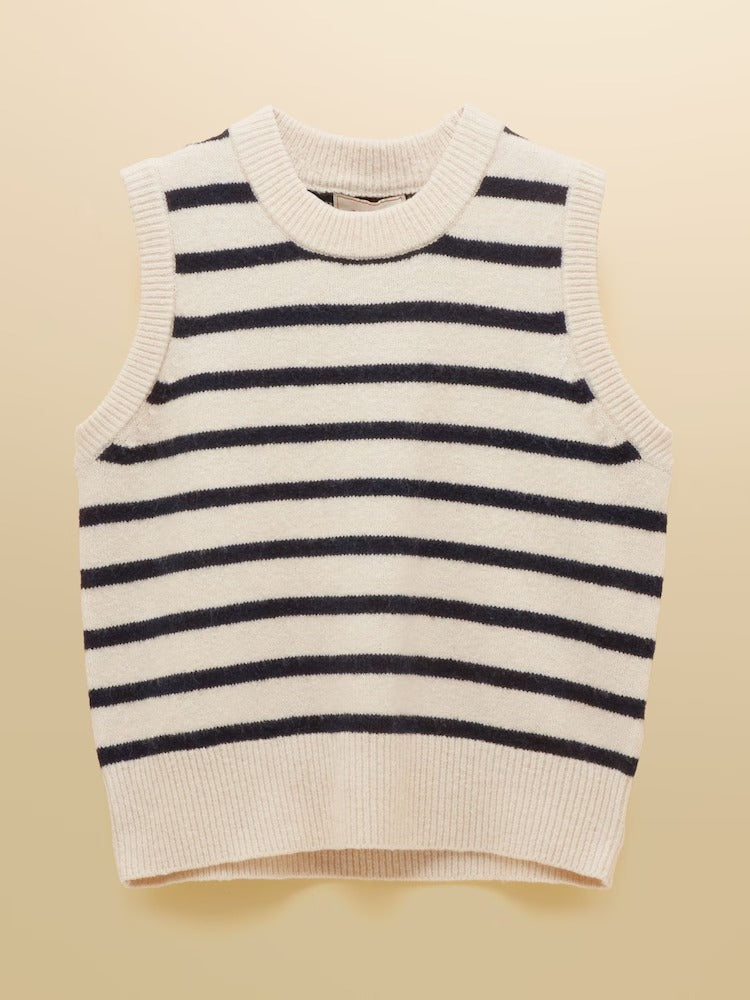 Holly Cream & Navy Striped Knitted Vest