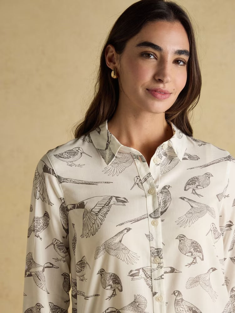 Elvina Bird print White Relaxed Fit Shirt