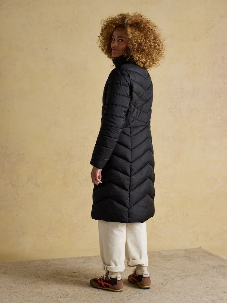 Pembury Black Showerproof Longline Padded Coat with Hood