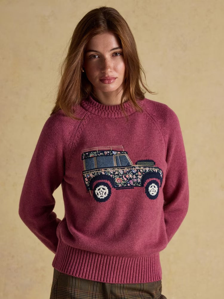 Rutland Pink Intarsia 4x4 Cotton Rich Knitted Jumper