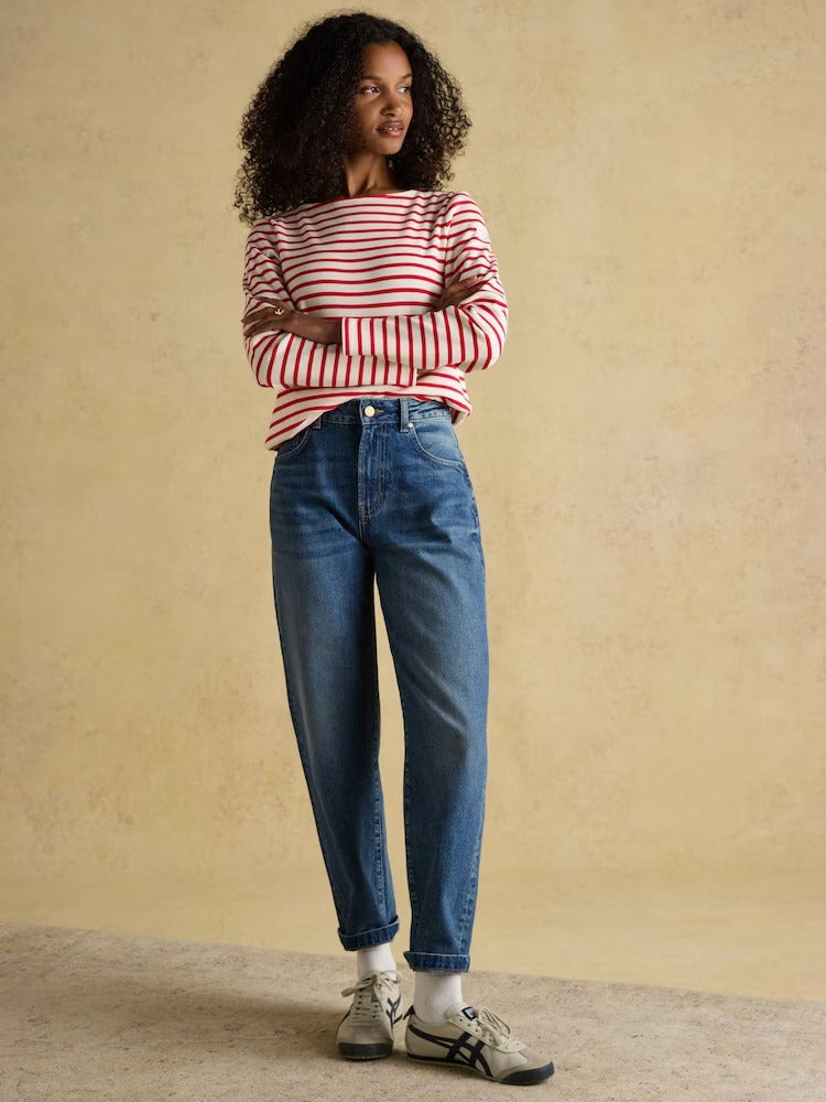 Harbour Cream/Red Boat Neck Breton Top