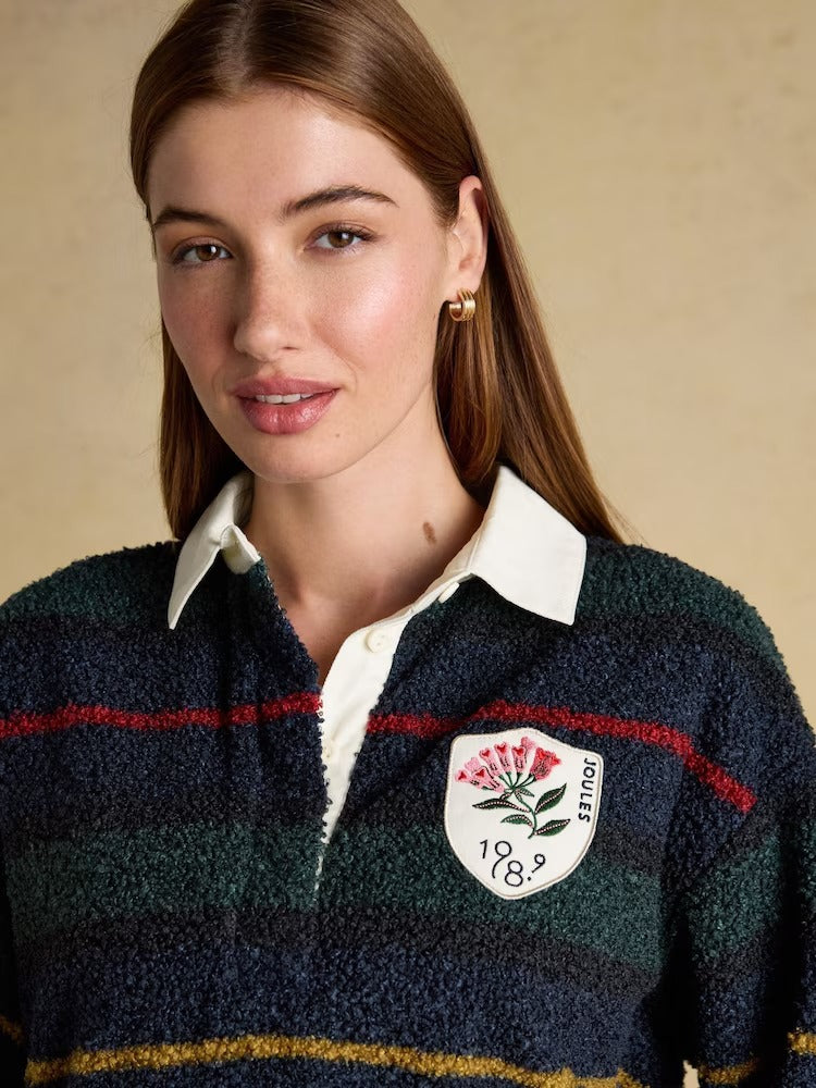 Navy Stripe Fleece Long Sleeve Rugby Shirt