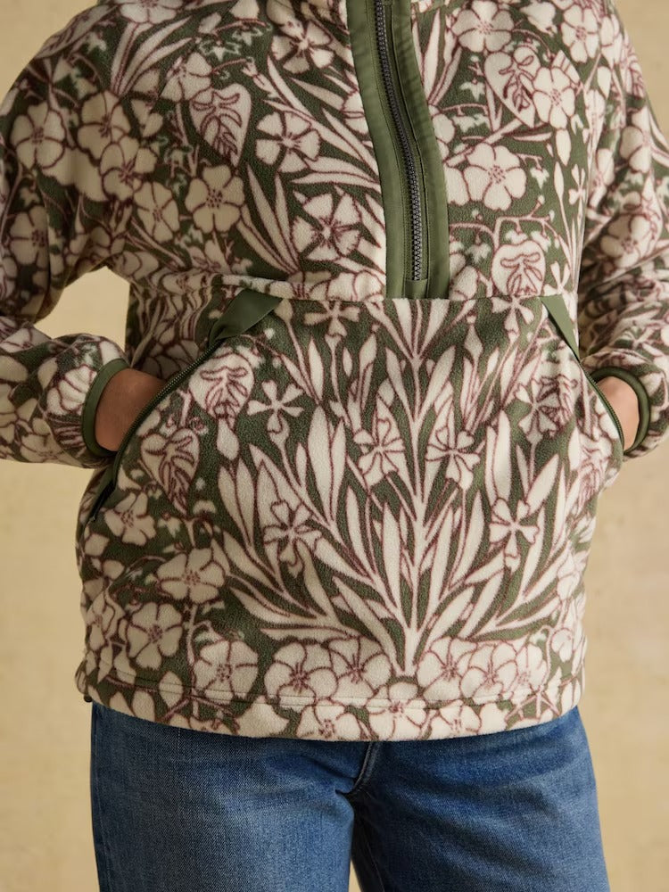 Olivia Green Floral Quarter Zip Fleece