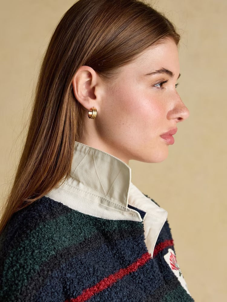 Navy Stripe Fleece Long Sleeve Rugby Shirt