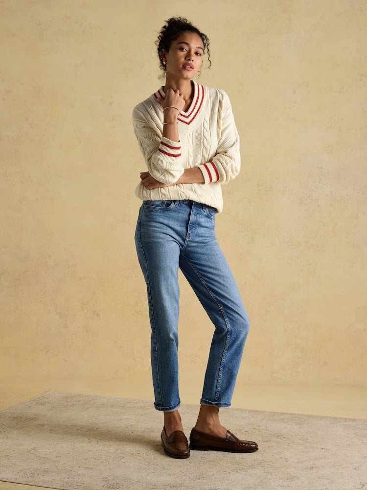 Dibbly Cream Cotton Cable Knit Cricket Jumper