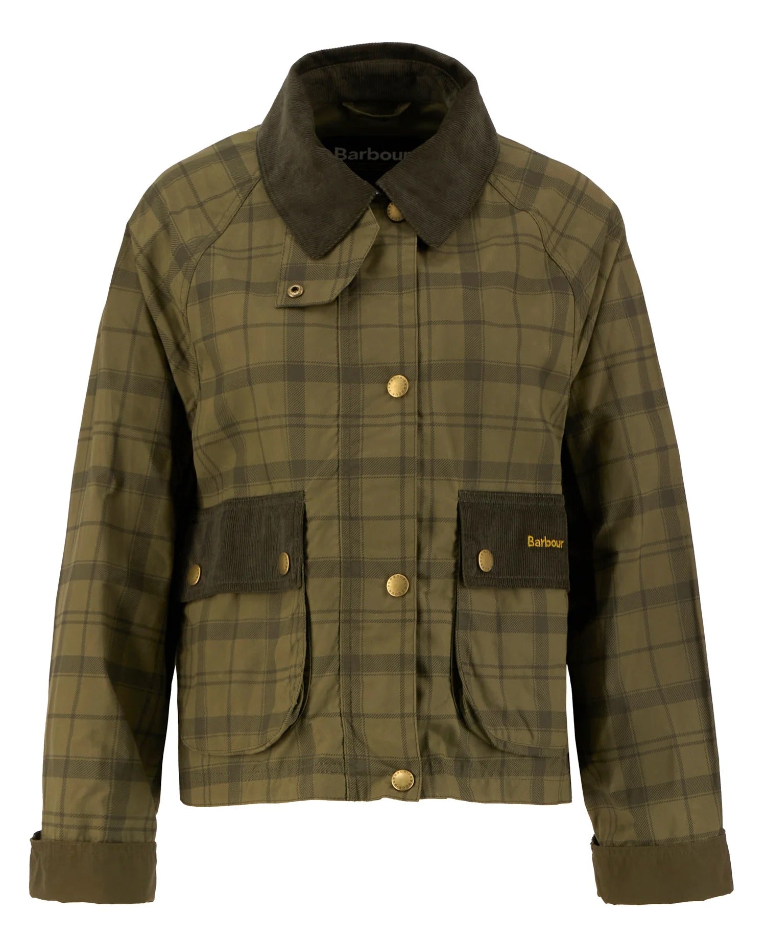 Tartan Cropped Beadnell Casual Jacket - Dusky Green Tartan/Highland