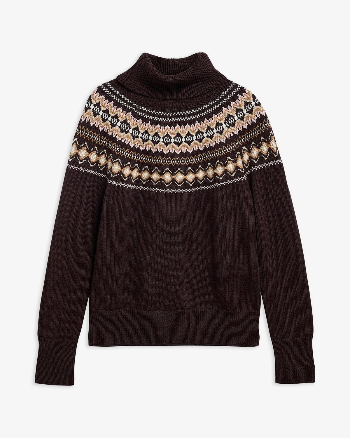Darwen Fairisle Rollneck Jumper - Seal Brown