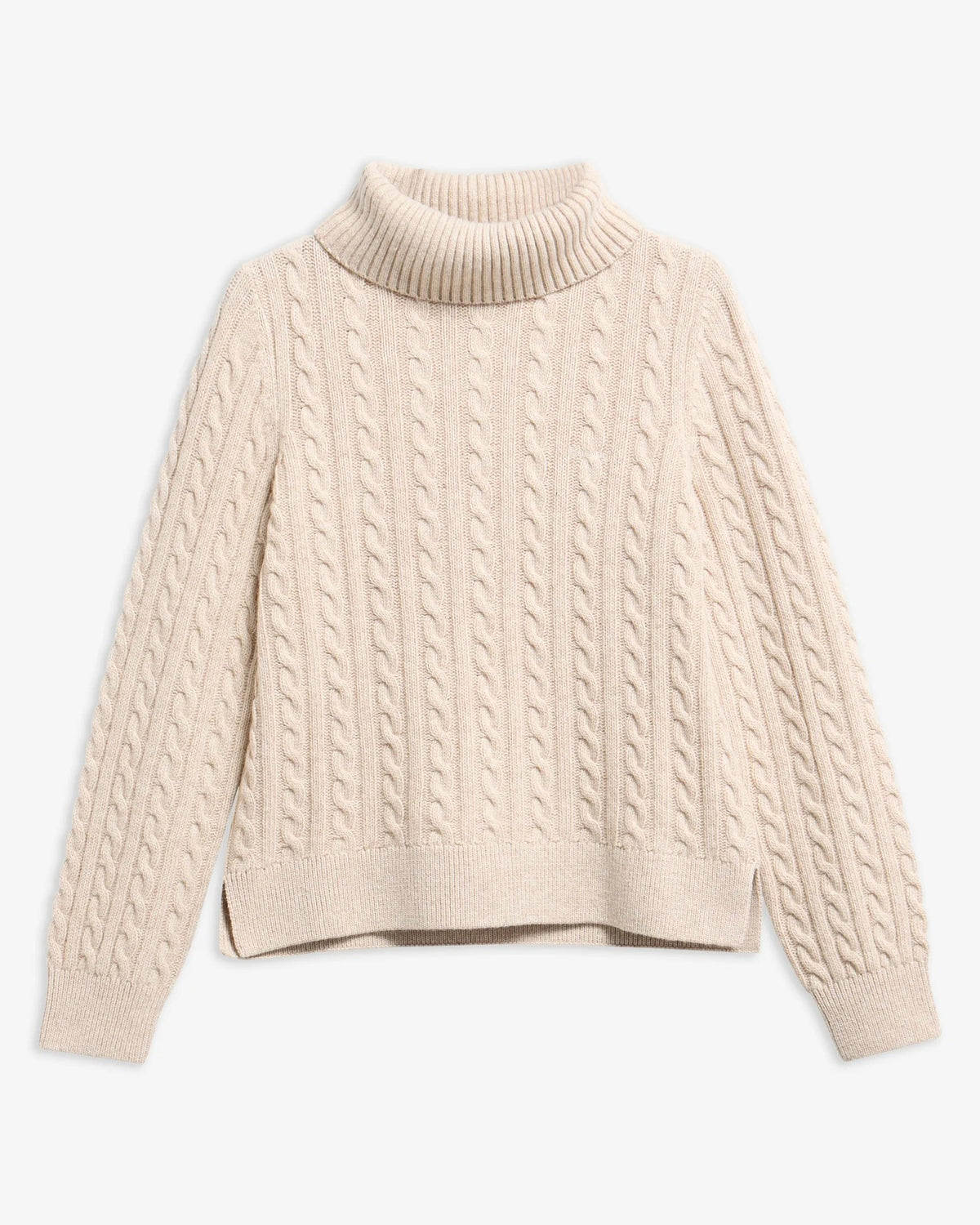 Ambleside Cable-Knit Rollneck Jumper - Oatmeal