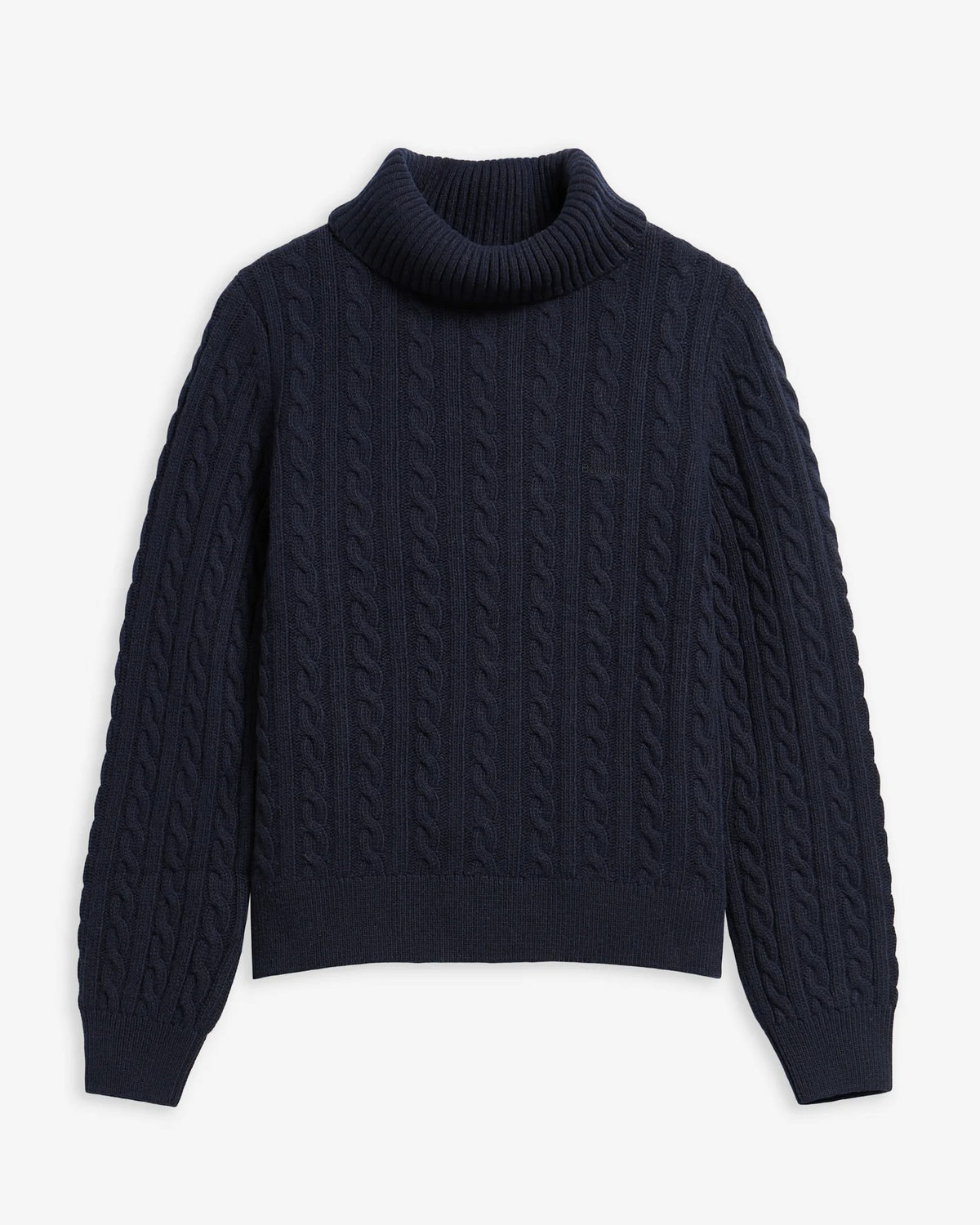 Ambleside Cable-Knit Rollneck Jumper - Navy