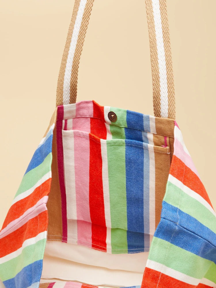 Promenade Multi Stripe Canvas Tote Bag