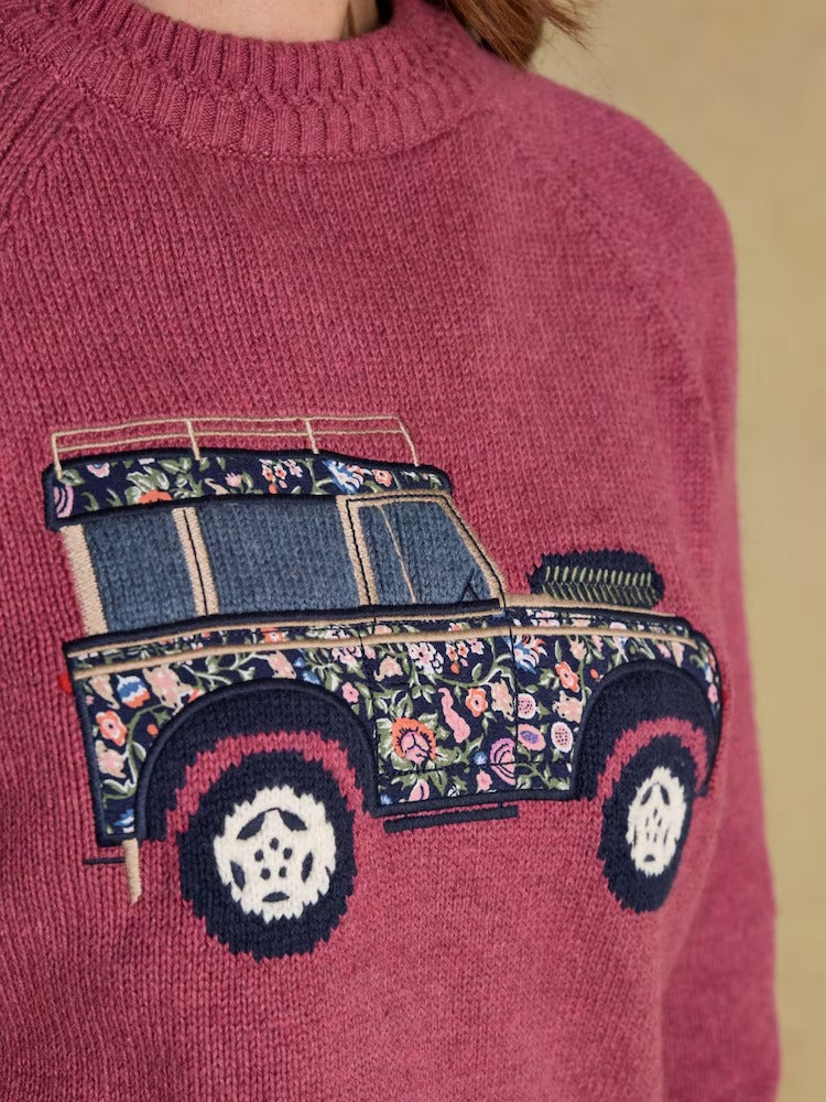 Rutland Pink Intarsia 4x4 Cotton Rich Knitted Jumper