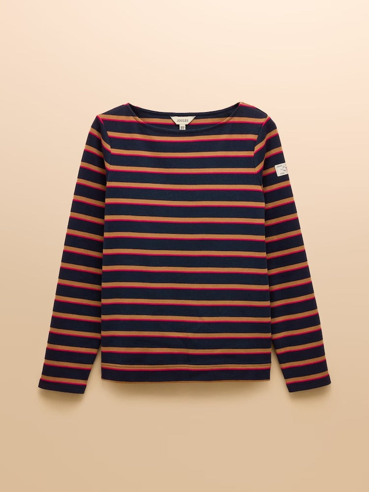 Harbour Tan/Navy Boat Neck Breton Top