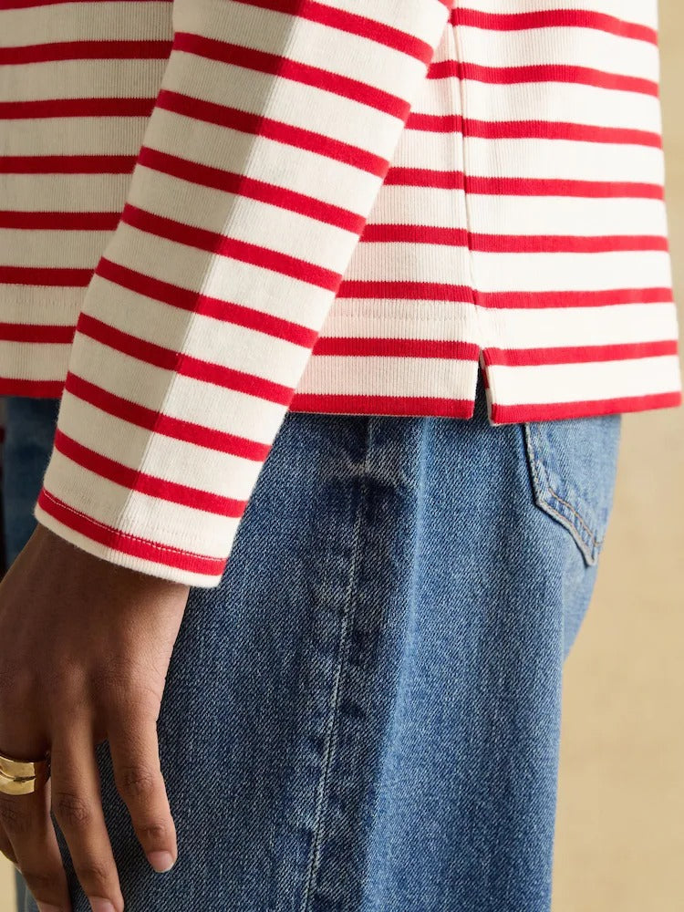 Harbour Cream/Red Boat Neck Breton Top