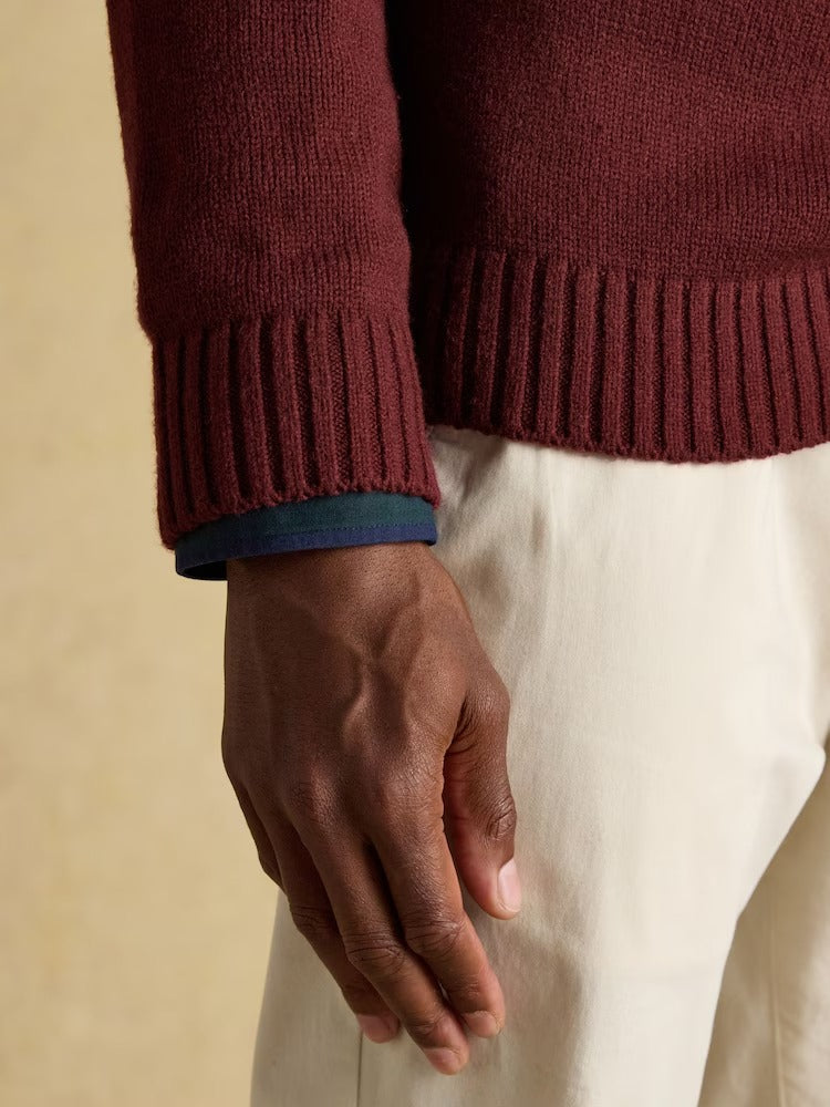 4x4 Burgundy Red Intarsia Crew Neck Jumper