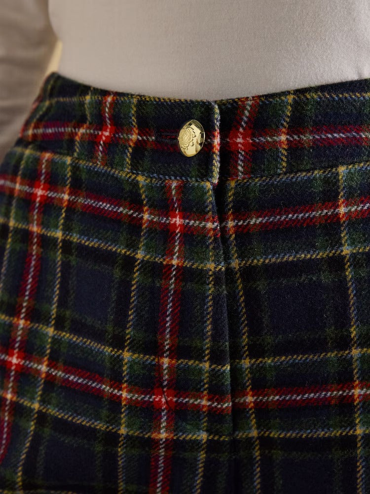 Cora Navy Check Tapered Tweed Trouser