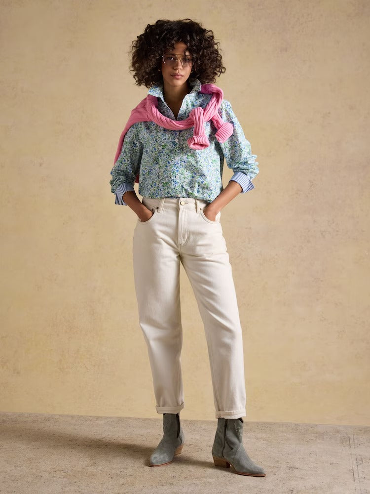 Green Ditsy Boyfriend Fit Poplin Shirt