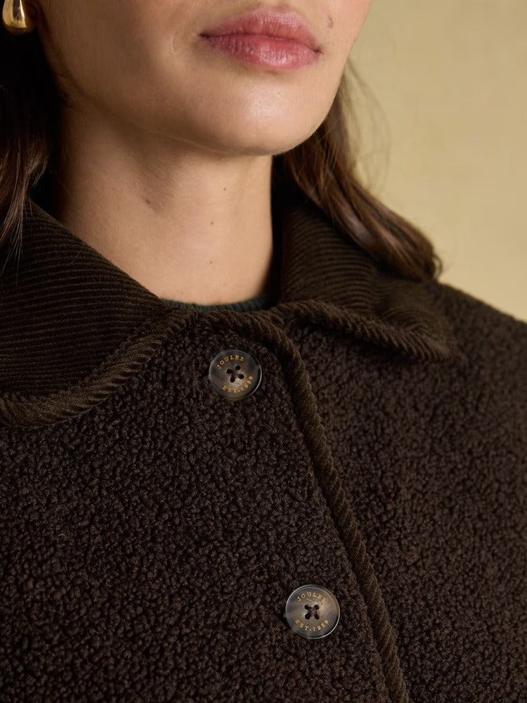 Sadie Chocolate Brown Collared Fleece Jacket