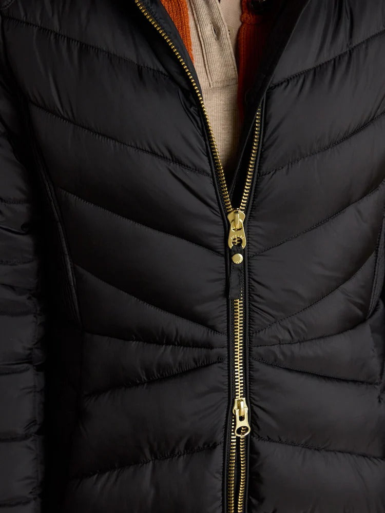 Pembury Black Showerproof Longline Padded Coat with Hood