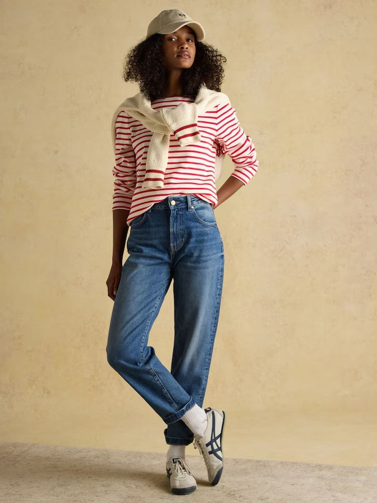 Harbour Cream/Red Boat Neck Breton Top