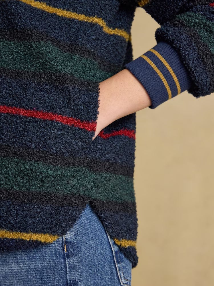 Navy Stripe Fleece Long Sleeve Rugby Shirt