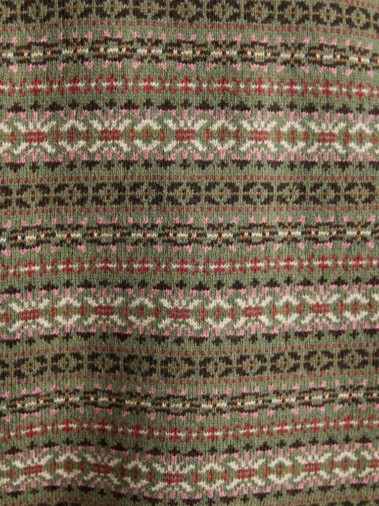 Islay Green V Neck Fairisle Cotton Rich Vest