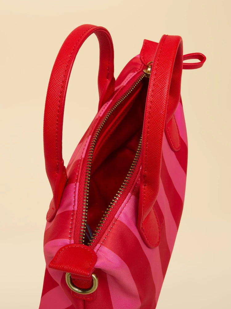 Edie Red & Pink Striped Crossbody Handbag