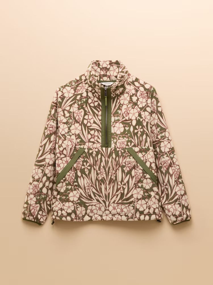 Olivia Green Floral Quarter Zip Fleece