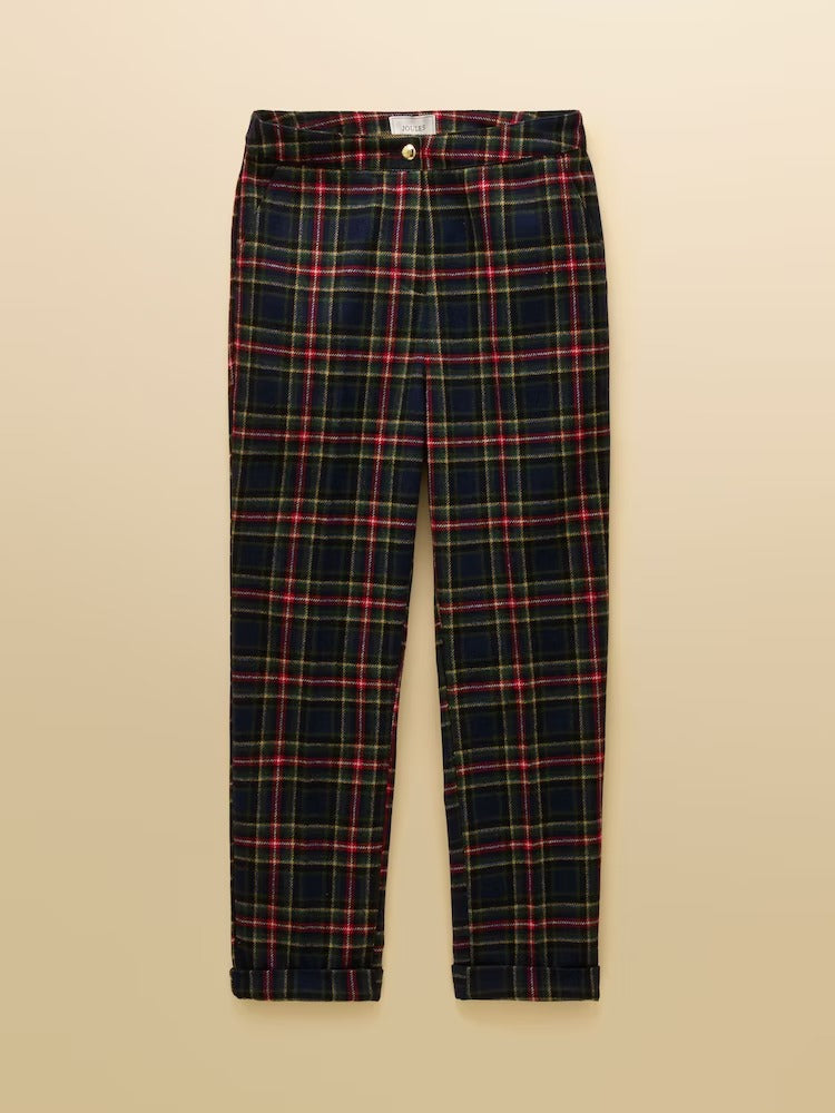 Cora Navy Check Tapered Tweed Trouser