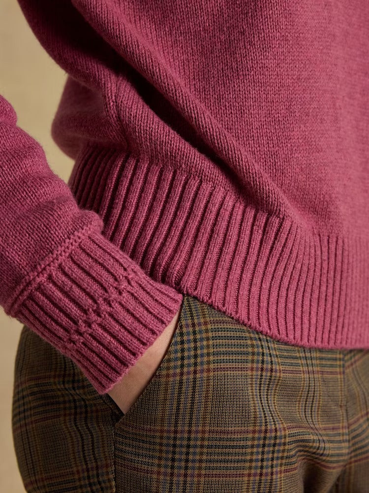 Rutland Pink Intarsia 4x4 Cotton Rich Knitted Jumper