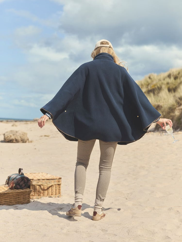 Heritage Navy Fleece Longline Cape