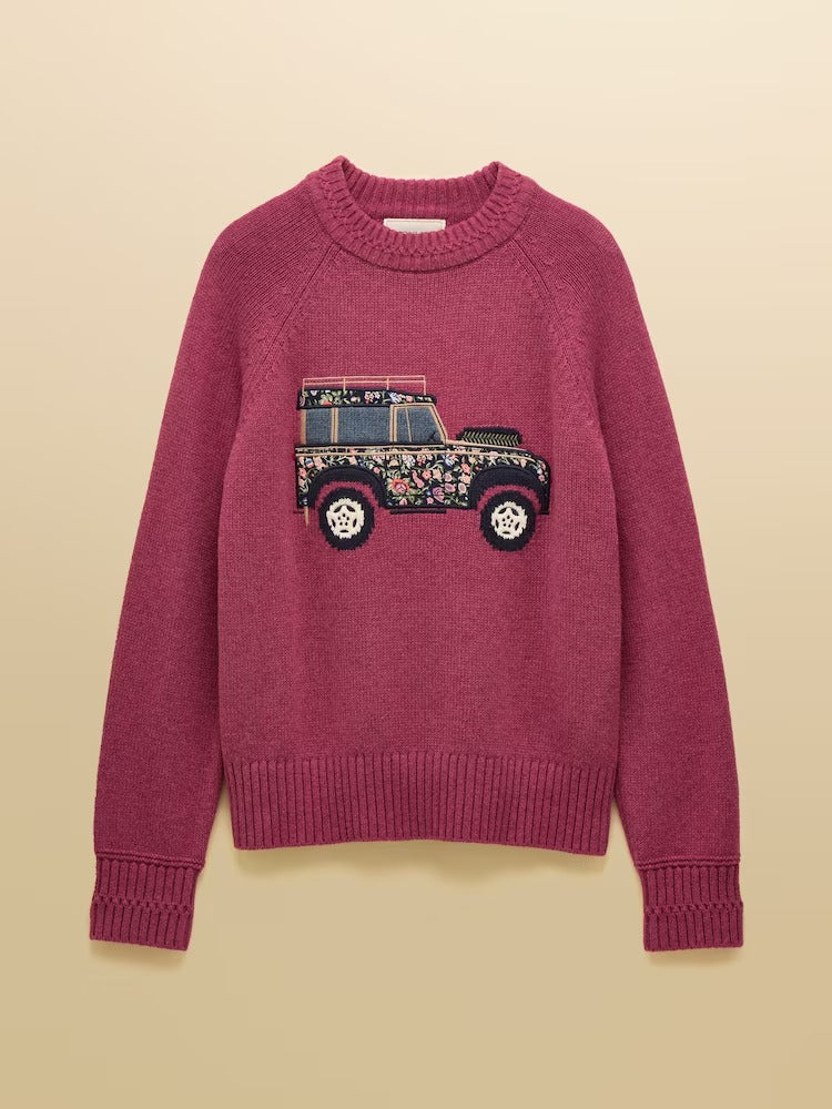 Rutland Pink Intarsia 4x4 Cotton Rich Knitted Jumper