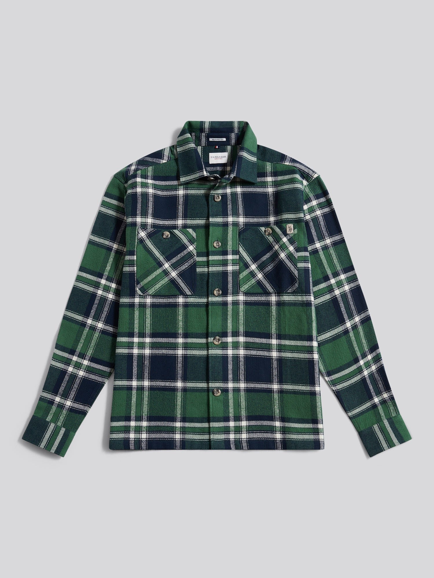 Men's Enlarged Check Overshirt in Pineneedle
