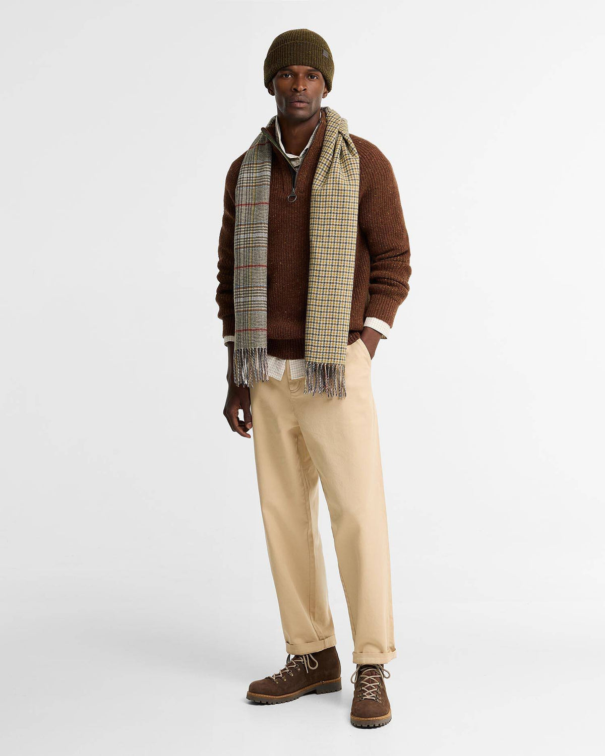 Essentials Fleck Wool Half-Zip Jumper - Bracken