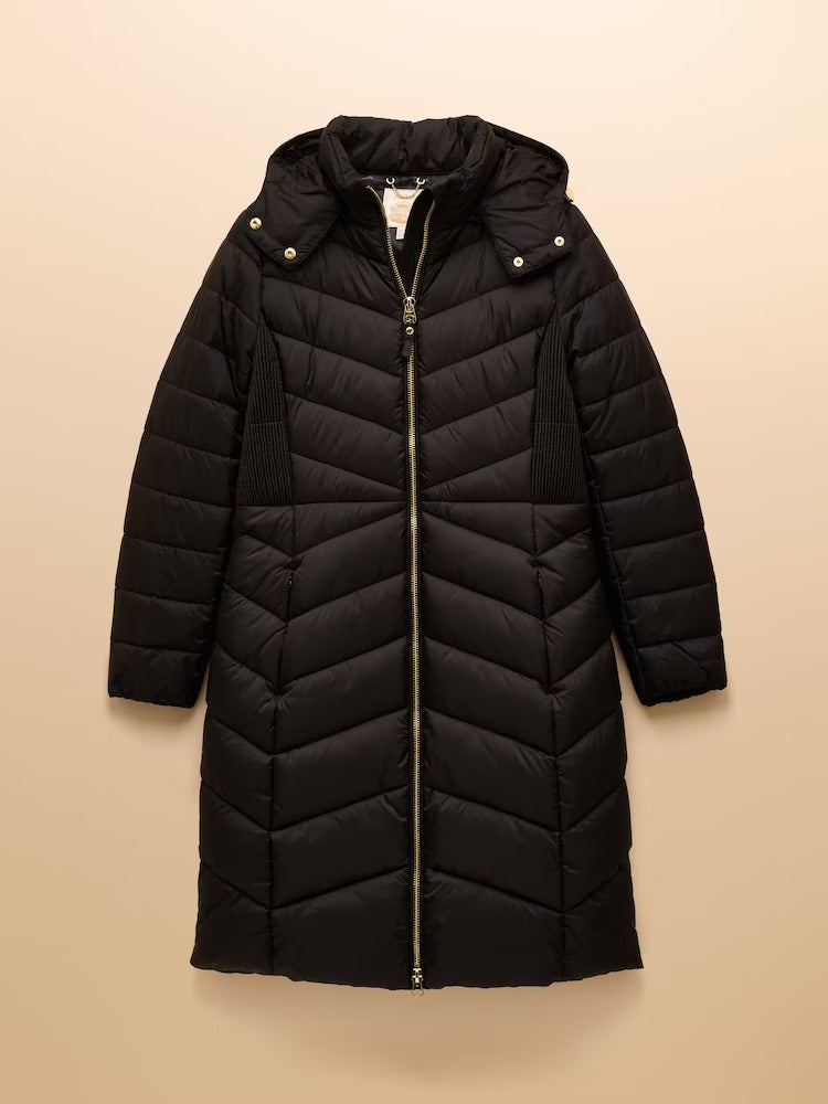 Pembury Black Showerproof Longline Padded Coat with Hood