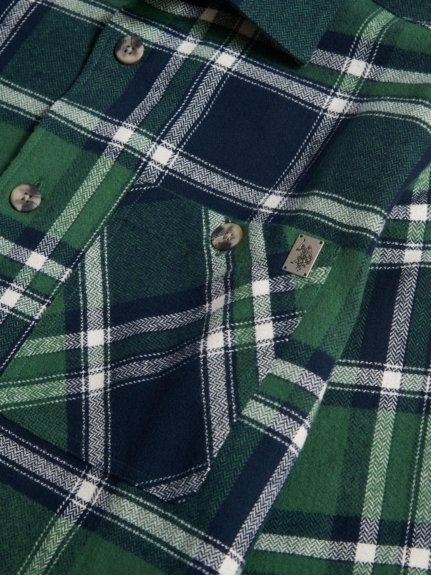 Men's Enlarged Check Overshirt in Pineneedle