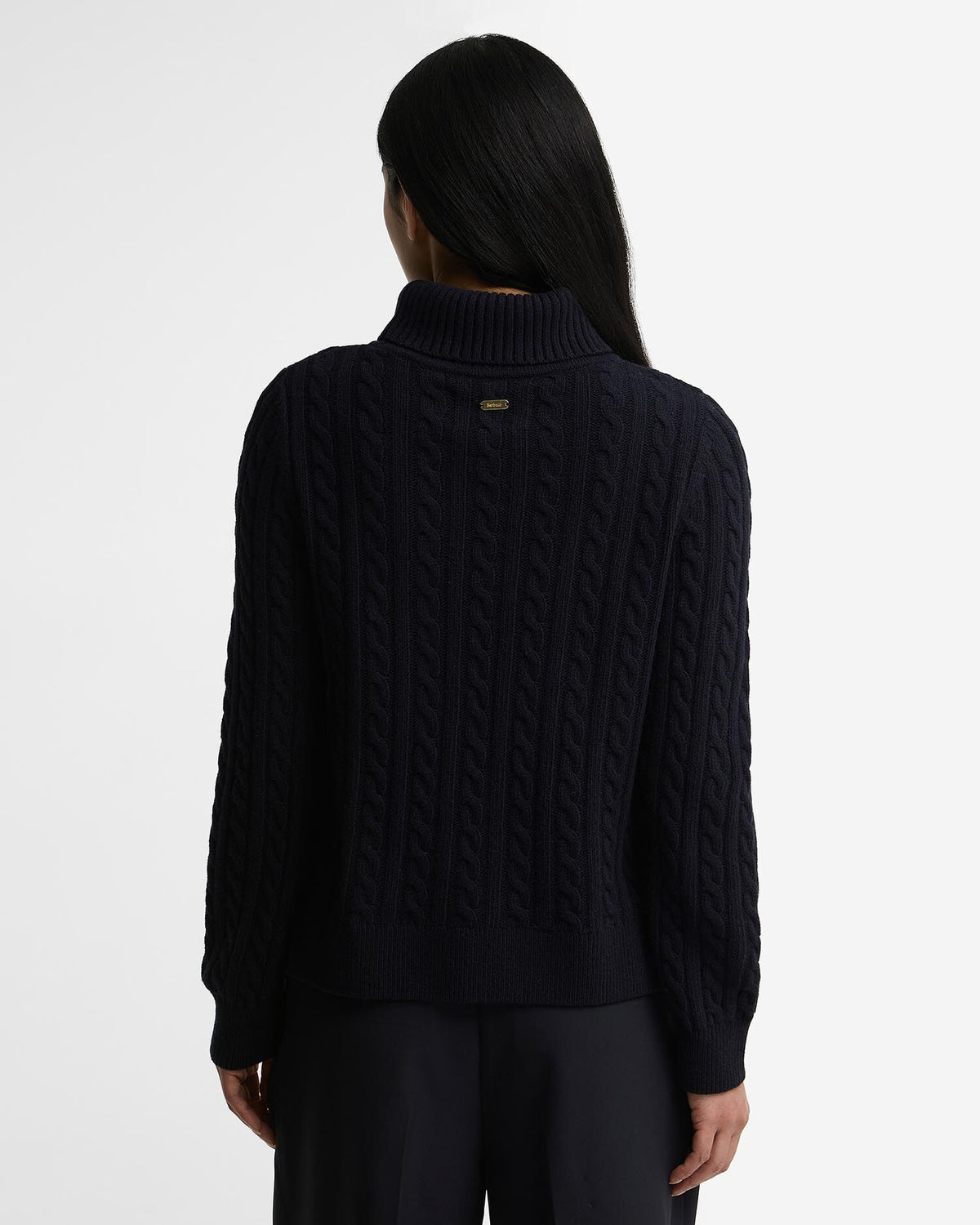 Ambleside Cable-Knit Rollneck Jumper - Navy