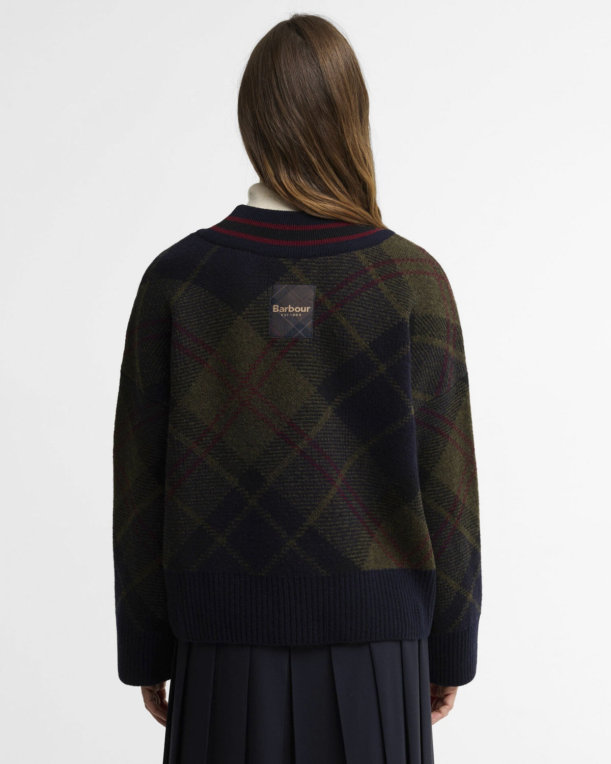 Shae V-Neck Tartan Wool Jumper - Shadow Classic Tartan