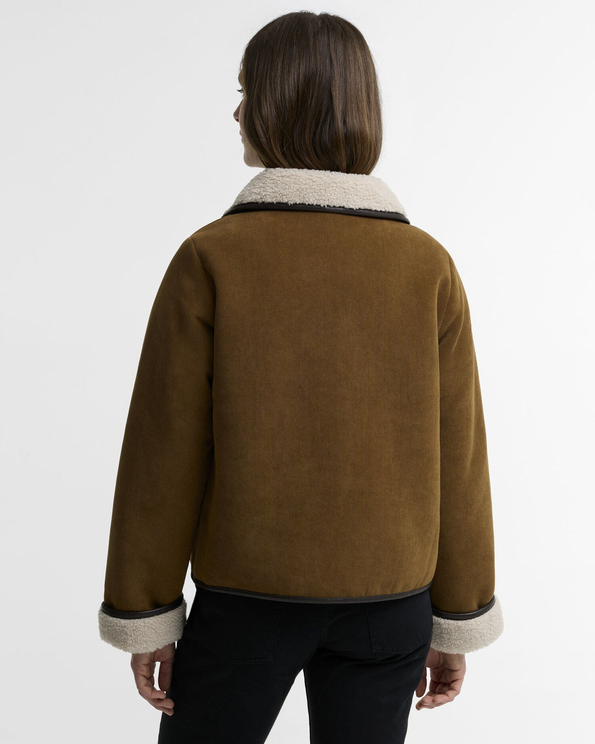 Penny Fleece Cord Jacket - Tan/Ecru